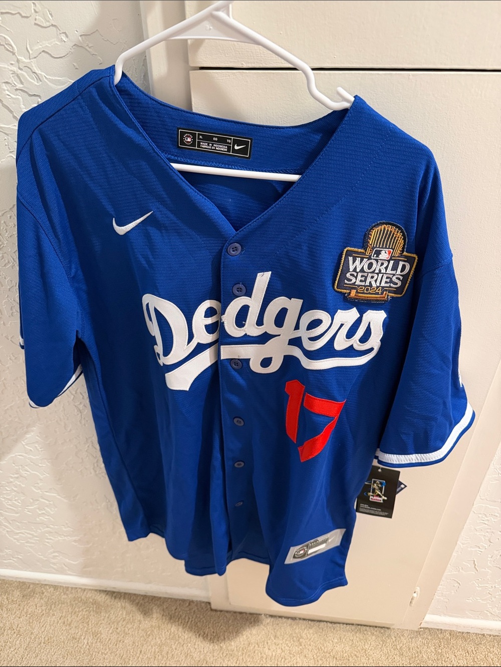 Nike Blue Los Angeles Dodgers Jersey with World Series Patch